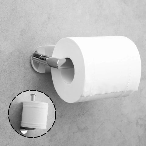 Self Adhesive Toilet Paper Holder Chrome Finish Stainless Steel SUS 304 No Drilling Bathroom Mount Easy Stick On Rust Resistant