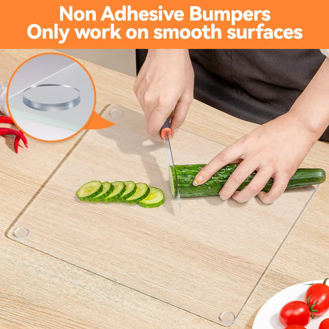 Non Adhesive Glass Table Top Anti Slip Pads 20 Pack Three Quarters Inch Bumpers for Secure Grip shown in use on clear surface