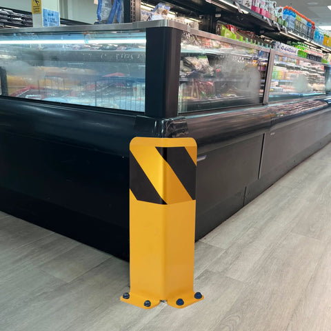 Tough As Nails Heavy Duty Steel Pallet Rack Post Protectors 4 Pack With Anchor Bolts And Floor Mount Forklift Impact Shields For Warehouse Safety Operations