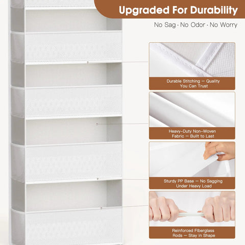 Detailed view of Closet Game Changer Six Shelf Over The Door Fabric Organizer Thickened Non Woven Hanging Storage with durable stitching.