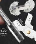 All In One Thread Gauge Set With Whitworth 55 Degree And Metric 60 Degree US 60 Degree Imperial And SAE Pitch Gauges shown with blades