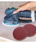50 Pack 6 Inch Hook And Loop Sanding Discs With Premium Aluminum Oxide Grit Range From 80 To 3000 For Wood Metal Projects Wet Dry in use.