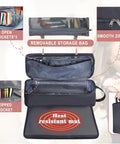Open Grab And Go Hair Tools Travel Case with removable storage bag, smooth zipper, open pockets, and heat resistant mat.