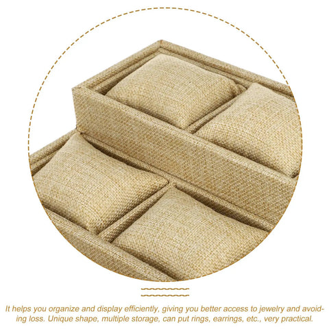 Sleek Mens Watch Organizer And Jewelry Display Tray, Soft Linen Multi Grid Pad With Fluffy Cushion For Rings, Khaki Desk Storage Caddy You Gotta Grab Right Now, showing padded sections for organized jewelry.