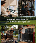 Image showing Badass Two In One Split Magnetic Bluetooth Speaker Packing Crushing Stereo Bass And Wireless Portability For Golf Carts Trucks And RVs used in various settings like home office, gym, BBQ, and workshop.