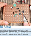 Ten Pack 73mm By 100mm Protoboard Kit With Copper Strip Boards 957 Holes shown with components being soldered.