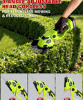 2-In-1 Cordless Grass Shears And Hedge Trimmer With A 5.3-Inch Blade Includes 2 Rechargeable Batteries And Charger For Easy Garden And Lawn Maintenance Great For Thick Leaves And Small Branches in use trimming a hedge, showing adjustable cutting angles.