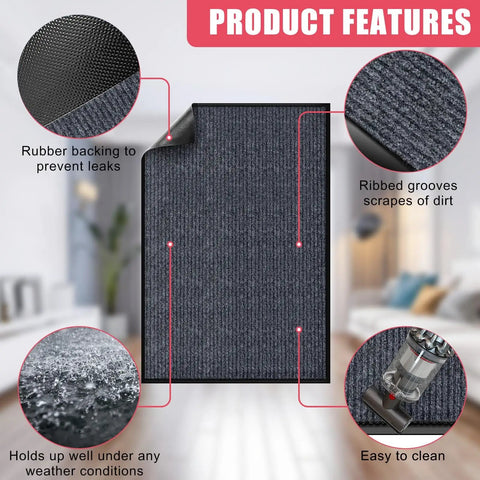 Front Door Mat 3 By 4 Ft Indoor Outdoor Entrance Rug With Non Slip Rubber Backing Heavy Duty Commercial Floor Mat in dark gray