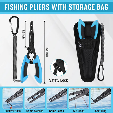6 Piece Fishing Tools Kit With Pliers Fillet Knife Fish Lip Gripper Hook Remover Digital Fish Scale Line Snips Fly Fishing Retractor