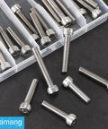 Hex Socket Head Cap Screws Set M8 X 20mm 25mm 30mm 35mm 40mm Stainless Steel 304 Fully Threaded with Allen Drive Bright Finish Assortment Kit 30 Pieces for DIY Projects