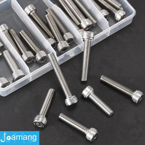 Hex Socket Head Cap Screws Set M8 X 20mm 25mm 30mm 35mm 40mm Stainless Steel 304 Fully Threaded with Allen Drive Bright Finish Assortment Kit 30 Pieces for DIY Projects