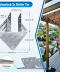 25 Pack 18 Gauge Hurricane Ties For Rafters And Shed Roofs Heavy Duty Galvanized Rafter Brackets installation on pergola