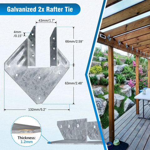 25 Pack 18 Gauge Hurricane Ties For Rafters And Shed Roofs Heavy Duty Galvanized Rafter Brackets installation on pergola