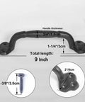 Dimensions of Rustic Gate Handle 9 Inch Cast Iron Barn Door Handle Heavy Duty Metal Fence Gate Pull For Garage Black