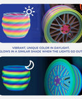 Panchroma Gradient Luminous Rainbow PLA Filament 1.75mm For 3D Printing 1kg Spool Dope Glow In The Dark Finish on vase and wheel model