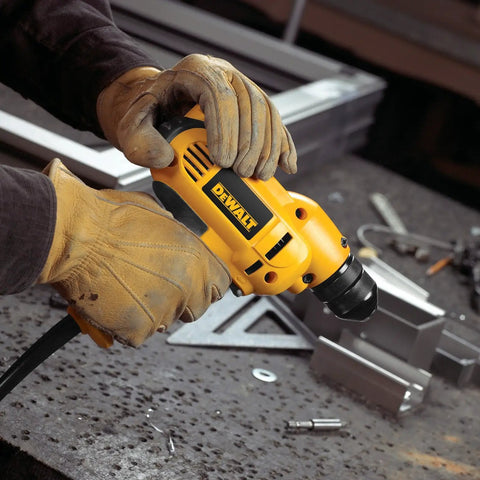 Workhorse Corded Drill With 8 Amp Power And Three Eighths Inch Chuck, Variable Speed Trigger, All Metal Ratcheting Keyless Chuck, Mid Handle Grip For Comfort, Zero To Two Thousand Five Hundred RPM For Drilling And Fastening