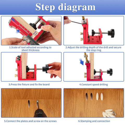 Pro Grade Pocket Hole Jig Kit With Metal Construction And Adjustable Drill Guides For 15 Degree Holes step-by-step diagram