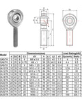 6mm Bore Rod End Bearing With M6x1 Right Hand Male Thread In Stainless Steel, Self Aligning Workhorse Joint For Precision Machinery, 9 Degree Angular Misalignment, Corrosion Resistant, 25mm Thread Length, SSA6/TK diagram