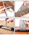 Pro Grade Guitar Setup Tool Kit For DIY Luthiers With Neck Rest Cradle featuring fret leveling, gauging, string ruler tools.