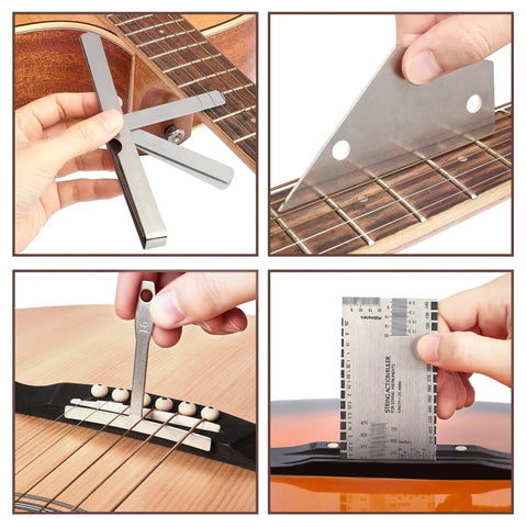 Pro Grade Guitar Setup Tool Kit For DIY Luthiers With Neck Rest Cradle featuring fret leveling, gauging, string ruler tools.