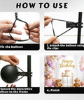 Big Party Balloon Arch Clips Set With 50 Premium Long Clear Latex Balloons To Make Your Birthday Or Wedding Look Totally Awesome And Professional Without Breaking The Bank For Any Home Decor Shindig. how to use steps with black balloon clips and frame
