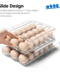 Two Tier Clear Egg Organizer For Refrigerator, 36 Egg Capacity, Auto Rolling Tray System, BPA Free