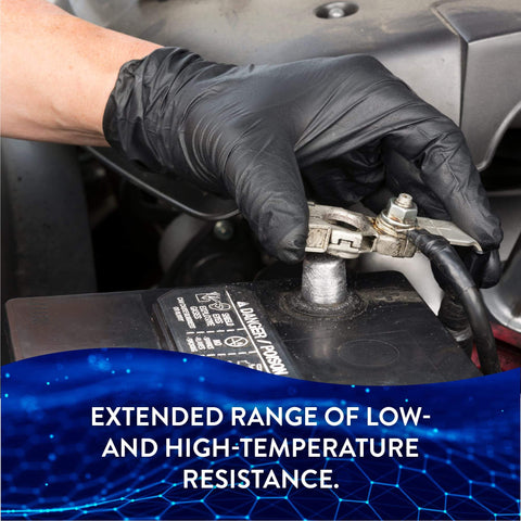Applying waterproof dielectric silicone grease to electrical connectors with gloved hand, high temp safe use