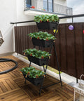4 Tier Vertical Garden Planter With Drainage Holes For Outdoor Plants Raised Garden Bed Stand with metal frame on balcony