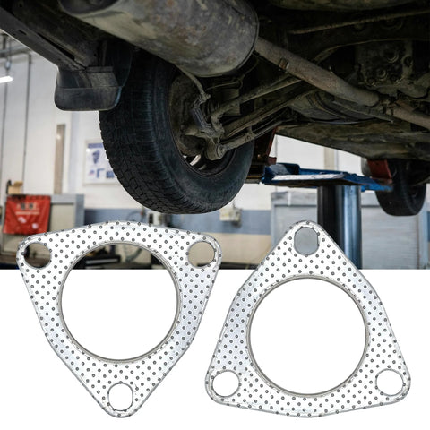 YGQ 2.5in exhaust gasket, 3-bolt 63.2mm muffler flange, high-temperature with fire ring, 2 pcs
