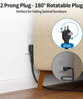 2 Prong To 3 Prong Outlet Adapter Power Strip With 180 Degree Rotating Plug behind sofa comparison with other plug
