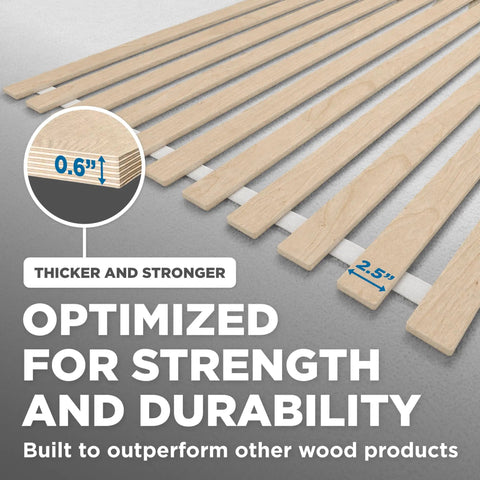 Queen Bunkie Board 60X80 Heavy Duty Wooden Slats for Bed Frame Reinforcement showing 0.6 inch thick slats for support.