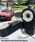 Two Pack 12V Gearbox And 12V Motor For Ride On Toys displayed with kid's car