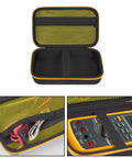 Open view of Hard Carrying Case For Digital Multimeters Like Fluke 87V 88V 15B Plus 17B Plus And More, showing mesh pocket and device