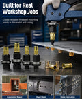 Carbon Steel Rivet Nut Tool Kit With M3 To M12 Mandrel Head And Rivnut Set For Thin Sheet Metal And Tubing, in use on sheet metal