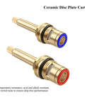 Brushed Gold Two-Handle Bathroom Faucet, 8-Inch Widespread 3-Hole Sink Fixture ceramic disc cartridges, blue and red rings