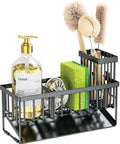 Sink Caddy With Brush Holder And Self Drain Tray Rustproof Stainless Steel Organizer For Sponges Soaps And Dish Brushes Easy Drainage System Keeps Counter Dry And Clutter Free