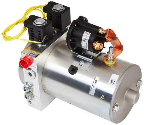 4-Way DC Hydraulic Power Unit With 12V Motor And Built-In Pump For Trucks And Trailers, Compact 0.75 Gallon Poly Reservoir