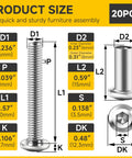 No Sweat M6 X 40 mm Countersunk Flat Head Screws And Barrel Nuts Pack With Hex Wrench For Cabinet And Crib Assembly Premium 304 Stainless Steel size chart.