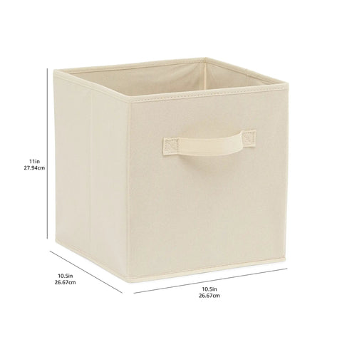 Sturdy Collapsible Fabric Storage Cubes With Sewn In Handles, Durable Beige Cloth Organizer Bins, Knock Your Clutter Outta Sight, Folds Flat In A Snap, Top Notch Choice For Any Room Setup, 6 Pack