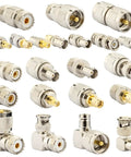 22 Piece SMA To BNC UHF Antenna Adapter Kit For Ham Radio CB Radio Scanner And SDR Coaxial RF Connectors arranged on a white backdrop