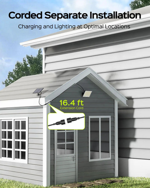 Outdoor Solar Lights With Motion Sensor, 113 LED Cool White Waterproof Dusk To Dawn Security Spotlight installed on porch