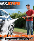 Man using Snag This Badass 21V Cordless Handheld Washer for quick car wash, featuring foam and spray settings.