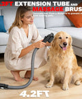 Woman using M18 Battery Compatible Cordless Vacuum Cleaner 8 In 1 Stick Vac With Pet Brush on dog's fur indoors