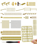 Top Tier 1/12 Scale Dollhouse Accessories Kit With Legit 700 Pieces Of Mini Knobs Hinges Handles And Locks Plus Screws And Screwdriver layout.