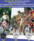24Pcs Bicycle Axle Nut Kit With Safety Washers For M8 M9.5 M10 Hubs; bikes showcasing nut usage, alloy steel nuts inset