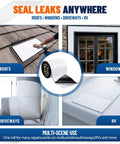 Heavy Duty Roof Repair Tape And Weatherproof Flashing Membrane To Patch Leaks On RV Gutters Windows And Siding Without A Sweat Long Lasting Tape Holds Up Great Through Rough Weather Seasons applied on roofs and windows, showing versatility.