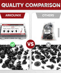 Quality comparison of All In One 121 Piece Bumper And Fender Liner Clip Kit with tool and other generic clips