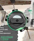 4 Function Electric Rotary Hammer Drill Corded 1-1/4 Inch 13 Amp 1500W Heavy Duty Tile Removal And Cement Breaker Tool with 4-function knob