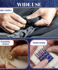 37 Piece Hand Sewing Tool Set With Big Eye Stainless Steel Needles, Threaders, in use for making clothes and repairing.