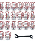 Top Notch Chrome Fire Sprinkler Head Kit With Half Inch NPT Threads And Standard Response Includes Sleek Escutcheon Wrench And Guard For Snap On Install UL Rated 20 Piece Bundle with 20 chrome sprinkler heads and wrench.